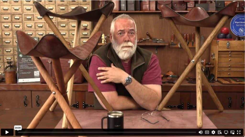 Three Legged Leather Stool